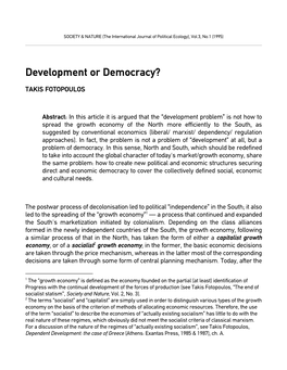 Development Or Democracy?
