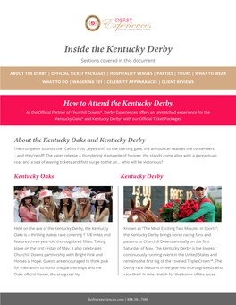 Inside the Kentucky Derby Sections Covered in This Document