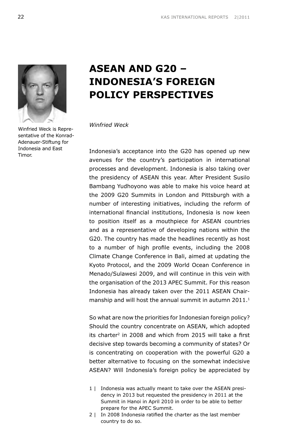 ASEAN and G20 – Indonesia's Foreign Policy Perspectives