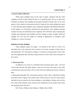 Chapter 9 Value Multiples