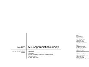 Appreciation Survey Summary Report 2003