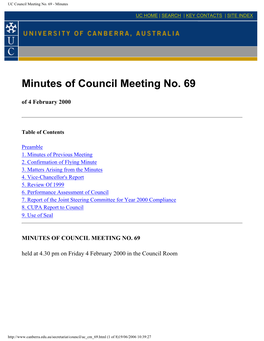 UC Council Meeting No. 69 - Minutes