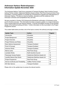 Ardrossan Harbour Information Update