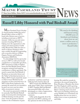Russell Libby Honored with Paul Birdsall Award