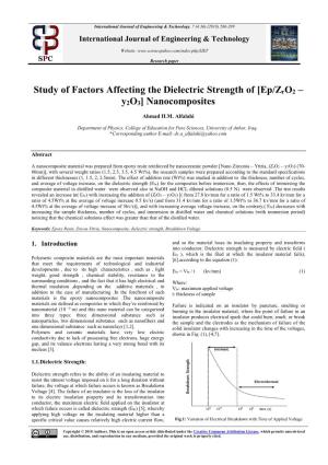 Study of Factors Affecting the Dielectric Strength of [Ep/Zro2 – Y2o3] Nanocomposites