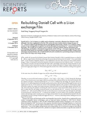 Re-Building Daniell Cell with a Li-Ion Exchange Film
