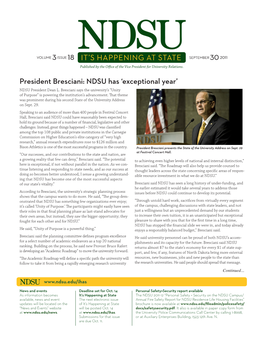 IT's HAPPENING at STATE President Bresciani: NDSU Has 'Exceptional Year'