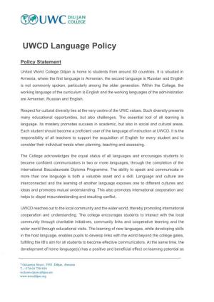 UWC Dilijan Language Policy