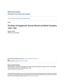 German Women and British Occupiers, 1945–1949