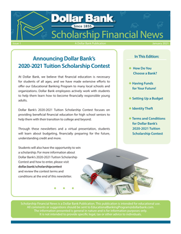 Announcing Dollar Bank's 2020-2021 Tuition Scholarship Contest