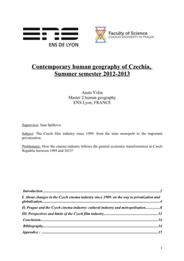 Contemporary Human Geography of Czechia, Summer Semester 2012-2013