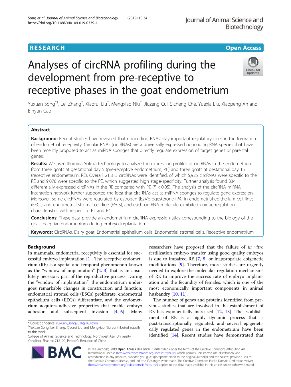 Analyses of Circrna Profiling During the Development from Pre-Receptive