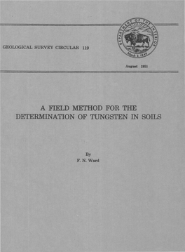 A Field Method for the Determination of Tungsten in Soils