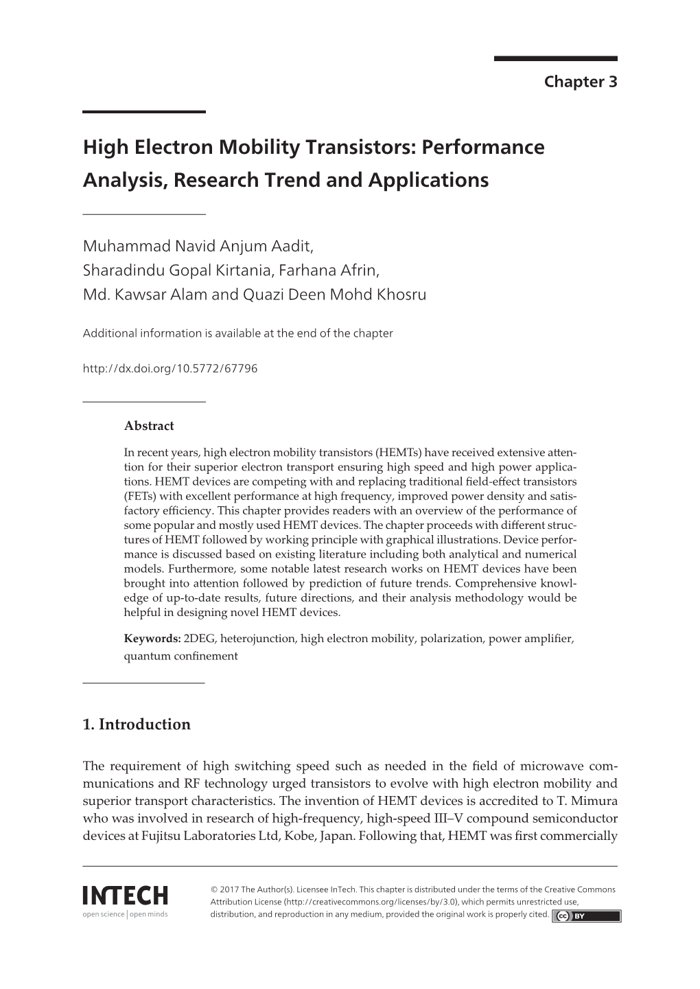 High Electron Mobility Transistors: Performance Analysis, Research Trend and Applications