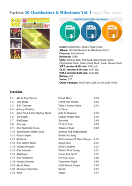 Various 50 Chartbusters & Milestones Vol. 1 Mp3