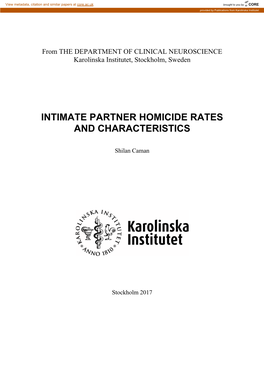 Intimate Partner Homicide Rates and Characteristics