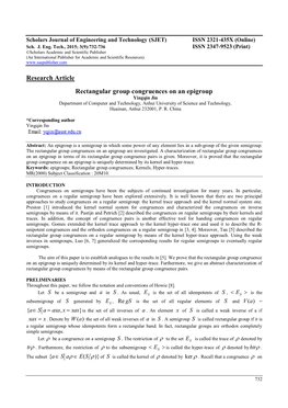 Research Article Rectangular Group Congruences on an Epigroup