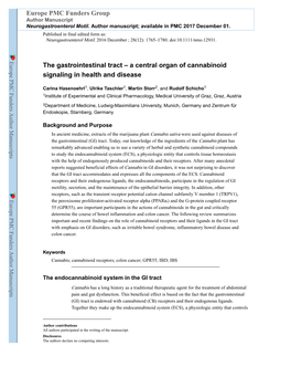 The Gastrointestinal Tract – a Central Organ of Cannabinoid Signaling in Health and Disease