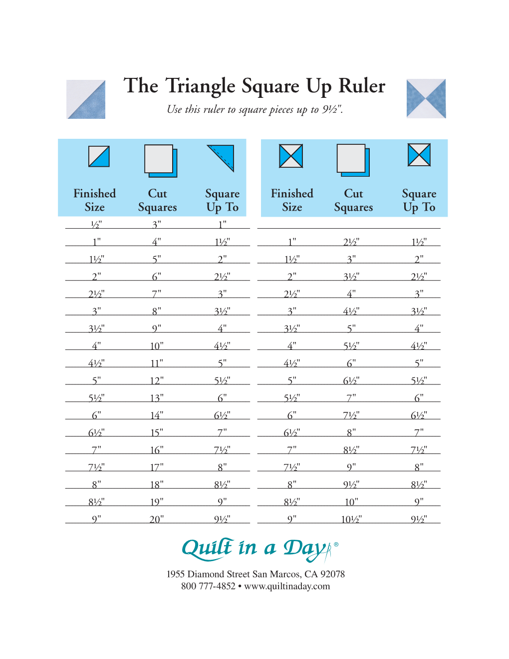 The Triangle Square up Ruler Use This Ruler to Square Pieces up to 9H