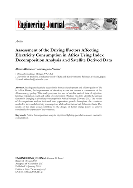 Assessment of the Driving Factors Affecting Electricity Consumption in Africa Using Index Decomposition Analysis and Satellite Derived Data