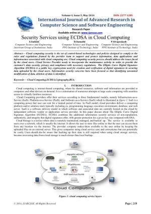 Security Services Using ECDSA in Cloud Computing