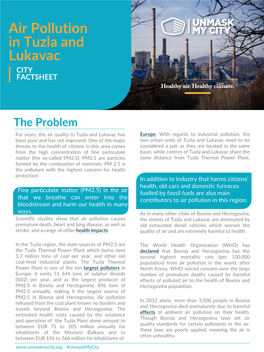 Air Pollution in Tuzla and Lukavac CITY FACTSHEET