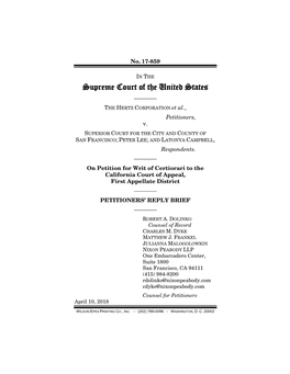 Supreme Court of the United States ———— the HERTZ CORPORATION Et Al., Petitioners, V