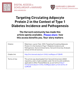 Targeting Circulating Adipocyte Protein 2 in the Context of Type 1 Diabetes Incidence and Pathogenesis
