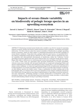 Impacts of Ocean Climate Variability on Biodiversity of Pelagic Forage Species in an Upwelling Ecosystem