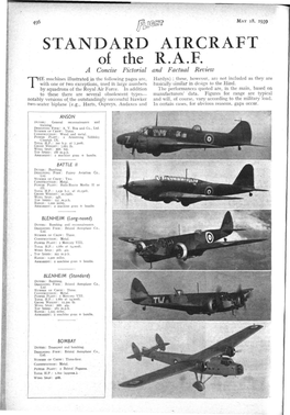 STANDARD AIRCRAFT of the R.A.F