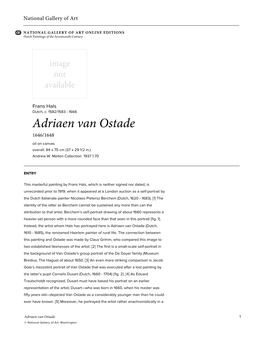 Adriaen Van Ostade 1646/1648 Oil on Canvas Overall: 94 X 75 Cm (37 X 29 1/2 In.) Andrew W