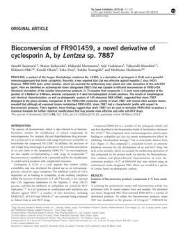 Bioconversion of FR901459, a Novel Derivative of Cyclosporin A, by Lentzea Sp