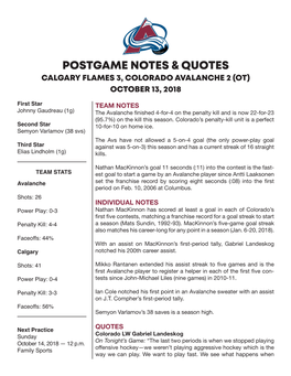 Postgame Notes & Quotes