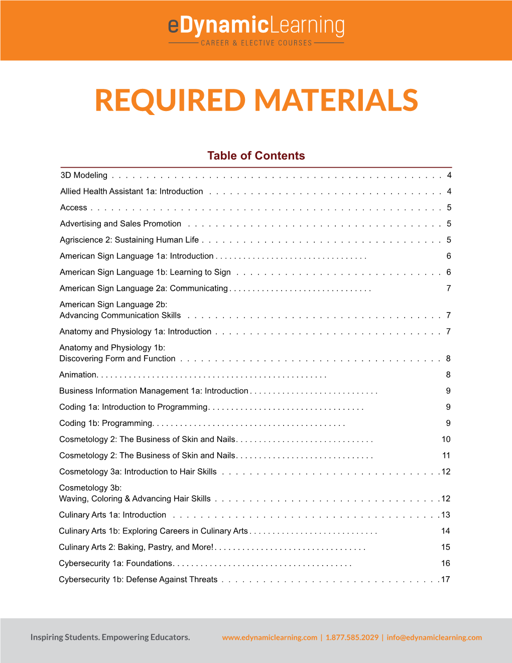 Required Materials