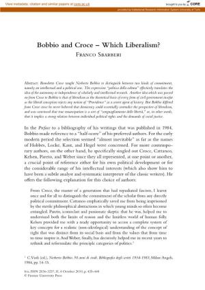 Which Liberalism? Franco Sbarberi