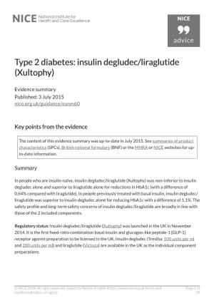 Insulin Degludec/Liraglutide (Xultophy)