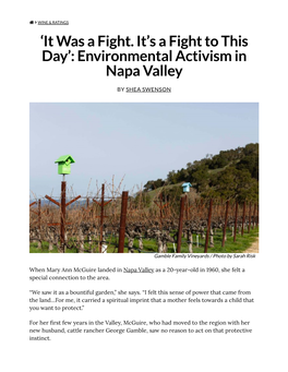 'It Was a Fight. It's a Fight to This Day': Environmental Activism in Napa
