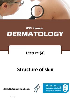 433 Dermatology Team Structure of Skin