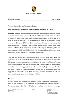 Press Release July 23, 2019