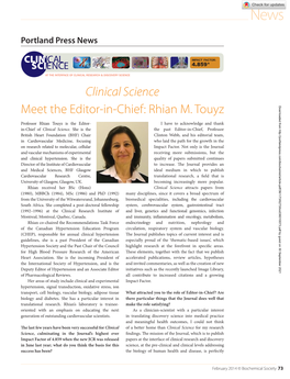 Clinical Science Meet the Editor-In-Chief: Rhian M. Touyz