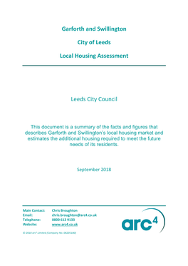 Garforth and Swillington City of Leeds Local Housing Assessment Leeds