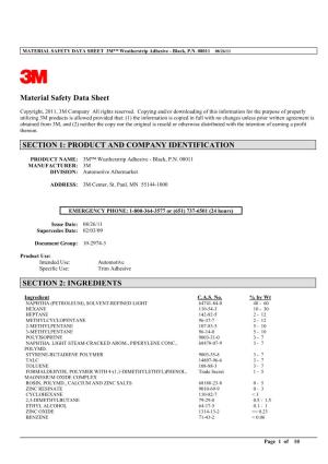 Material Safety Data Sheet SECTION 1: PRODUCT and COMPANY IDENTIFICATION SECTION 2: INGREDIENTS
