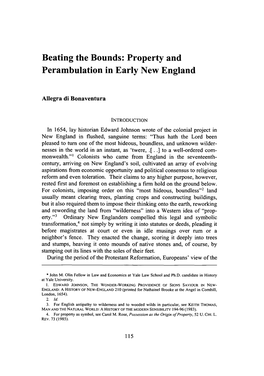 Beating the Bounds: Property and Perambulation in Early New England
