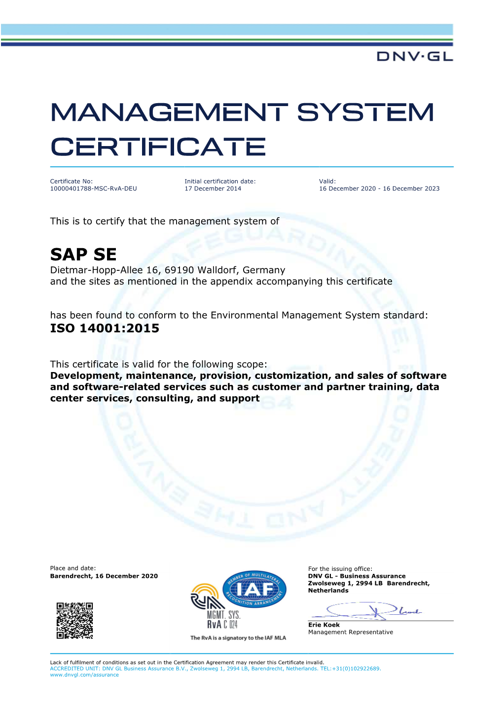 Management System Certificate