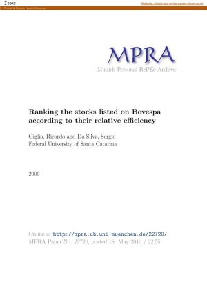 Ranking the Stocks Listed on Bovespa According to Their Relative Eﬃciency