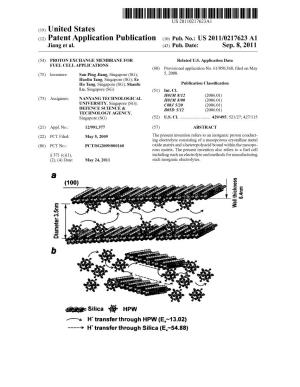 (12) Patent Application Publication (10) Pub. No.: US 2011/0217623 A1 Jiang Et Al