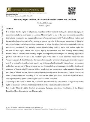 Minority Rights in Islam, the Islamic Republic of Iran and the West