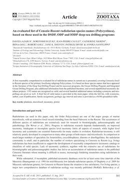 An Evaluated List of Cenozic-Recent Radiolarian Species Names (Polycystinea), Based on Those Used in the DSDP, ODP and IODP Deep-Sea Drilling Programs