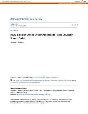 Injury-In-Fact in Chilling Effect Challenges to Public University Speech Codes