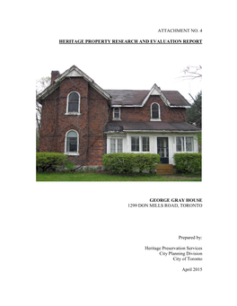 Heritage Property Research and Evaluation Report